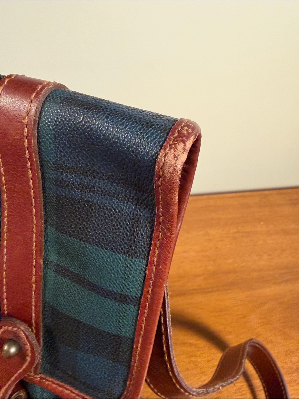 Vintage Polo Ralph Lauren Blackwatch Plaid Leather Backpack Fall Preppy Rare - Picture 7 of 10